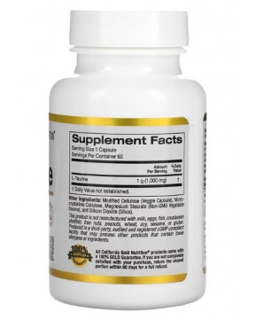 California Gold Nutrition, L-таурин, AjiPure, 1000 мг, 60 растительных капсул